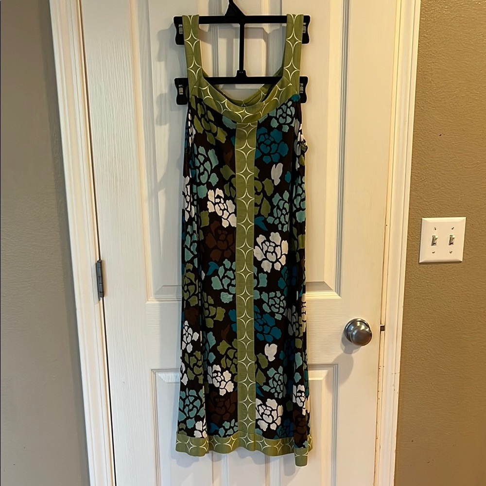 Banana Republic Floral Patterned Sleeveless Dress - Green, Blue, Brown